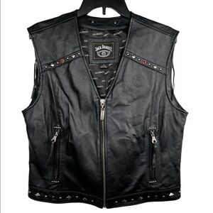 Jack Daniel’s Old No. 7 Women’s Black Leather Jeweled & Studded Motorcycle Vest